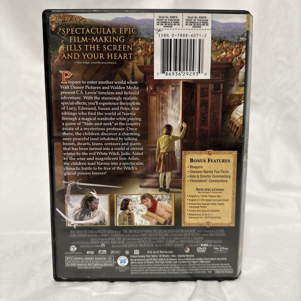 The Chronicles of Narnia: the Lion, the Witch and the Wardrobe (DVD, 2005) - Picture 3 of 4